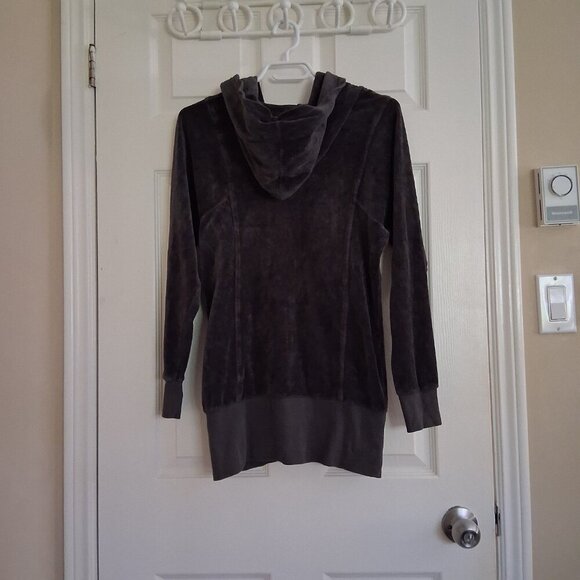 Juicy Couture Women's M Vintage Y2K Dark Gray Velour Zip Up Hoodie Sweater - Picture 3 of 13